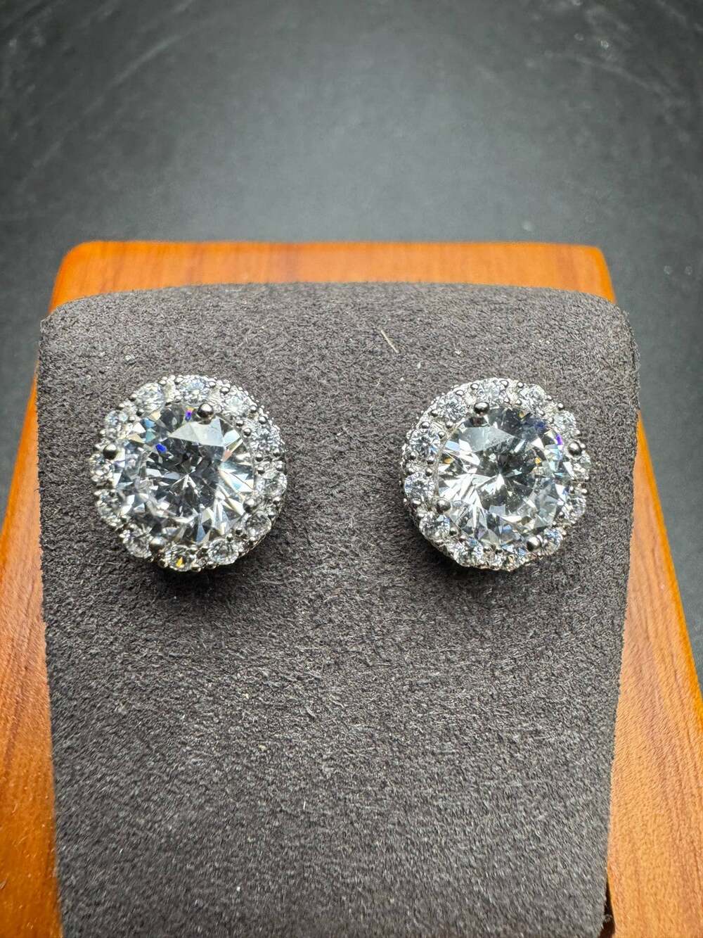 925 Sterling Silver Round Halo Stud Earrings Cubic Zirconia CZ Jewelry
